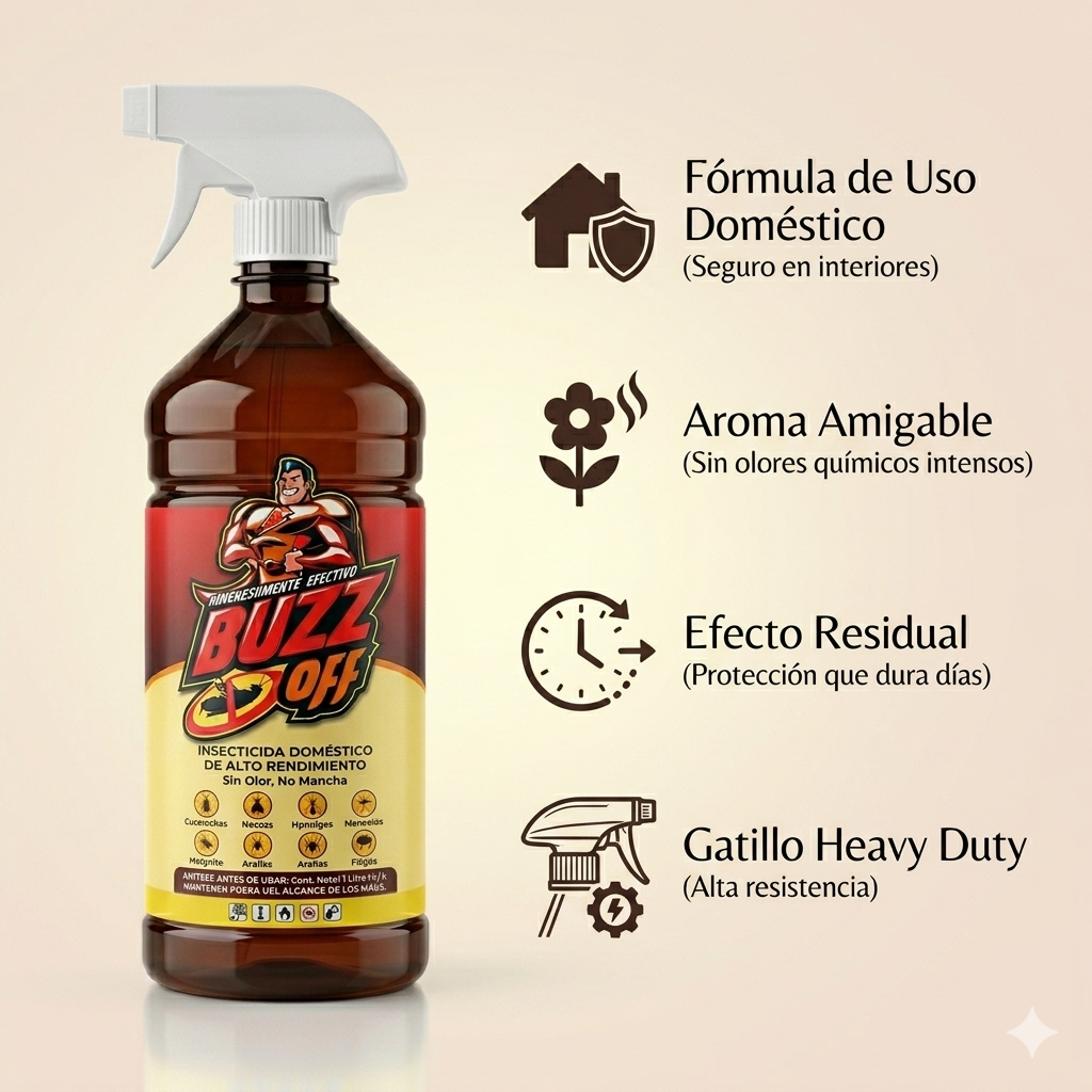Buzz Off Líquido - Eliminador de Plagas de Alta Eficiencia (1 Litro)