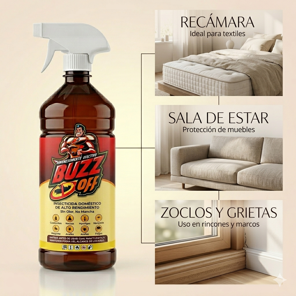 Buzz Off Líquido - Eliminador de Plagas de Alta Eficiencia (1 Litro)