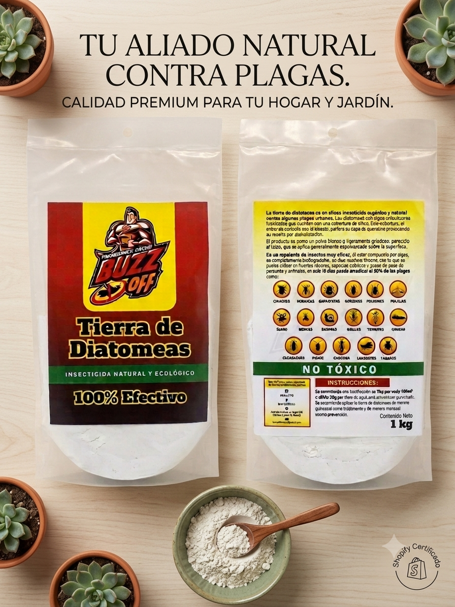 Tierra de Diatomeas Orgánica - Protector e Insecticida Mineral Premium (1 kg)
