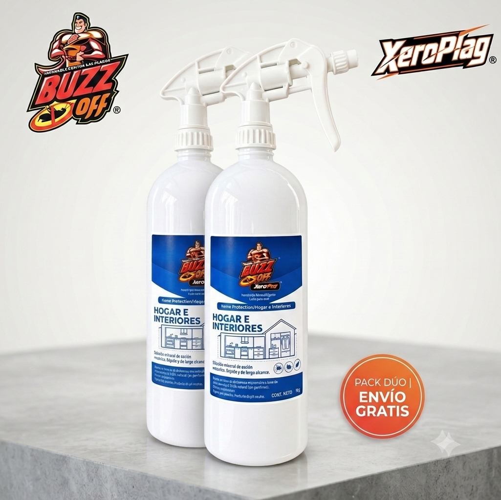 XeroPlag® Hogar e Interiores | Insecticida Mineral Líquido 1 Kg RTU — Sin Tóxicos