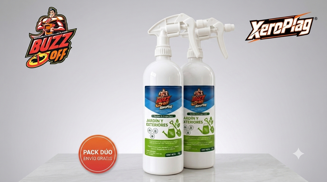 XeroPlag® Jardín y Exteriores | Insecticida Mineral para Plantas y Huertos 1 Kg RTU — Sin Tóxicos