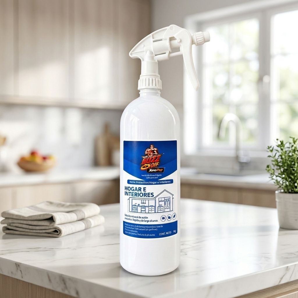 XeroPlag® Hogar e Interiores | Insecticida Mineral Líquido 1 Kg RTU — Sin Tóxicos