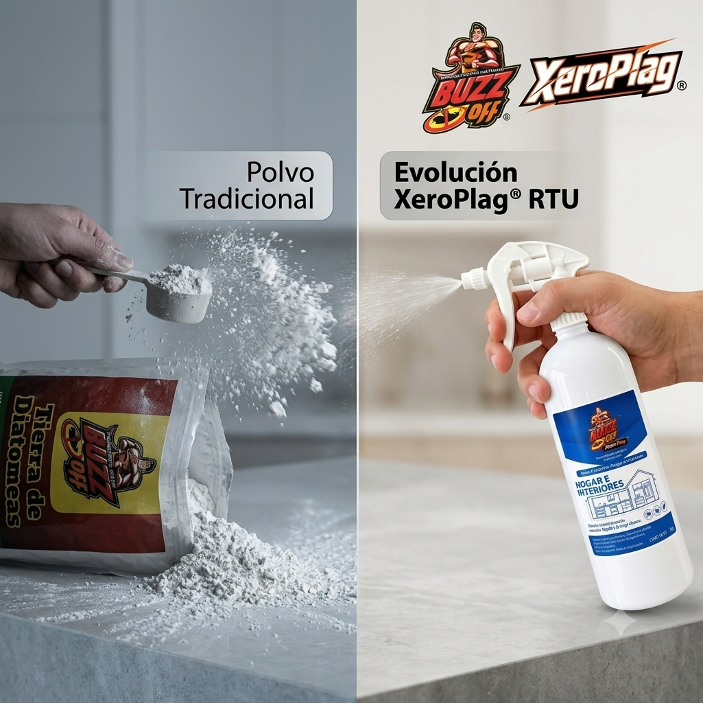 XeroPlag® Hogar e Interiores | Insecticida Mineral Líquido 1 Kg RTU — Sin Tóxicos