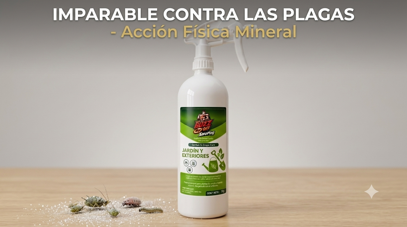 XeroPlag® Jardín y Exteriores | Insecticida Mineral para Plantas y Huertos 1 Kg RTU — Sin Tóxicos