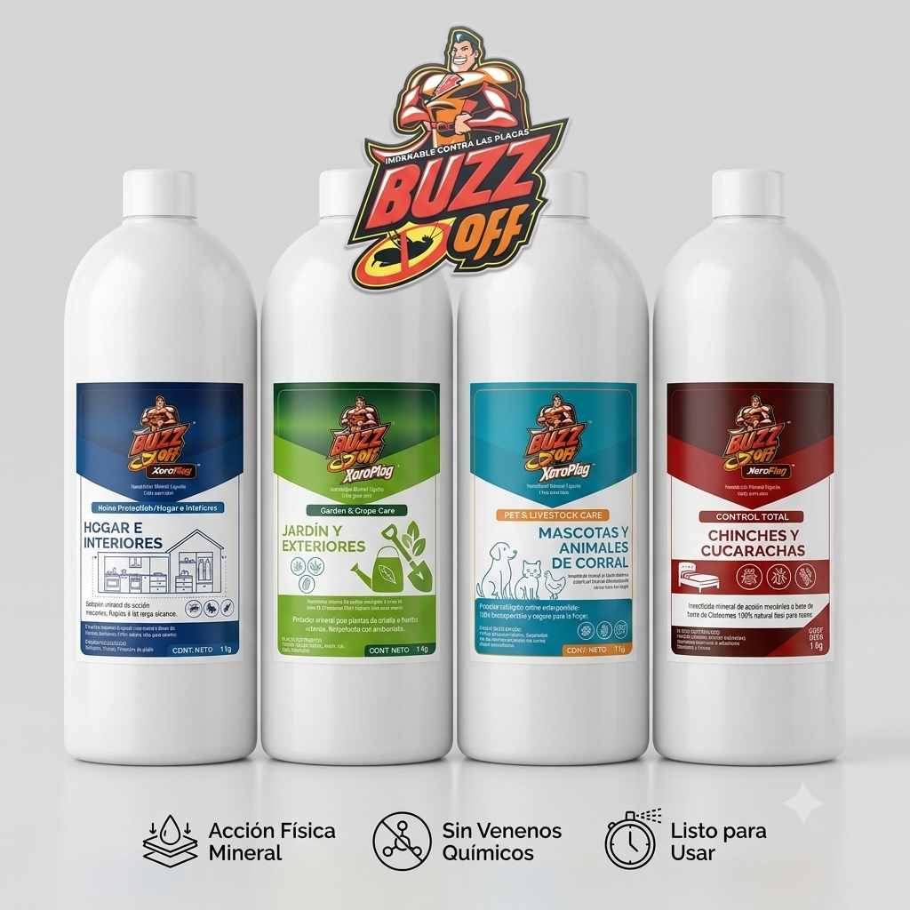 XeroPlag® Hogar e Interiores | Insecticida Mineral Líquido 1 Kg RTU — Sin Tóxicos